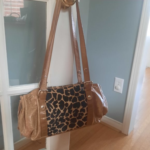 Cavalcanti Leopard Print Tan Leather Tote Bag - Picture 2 of 9